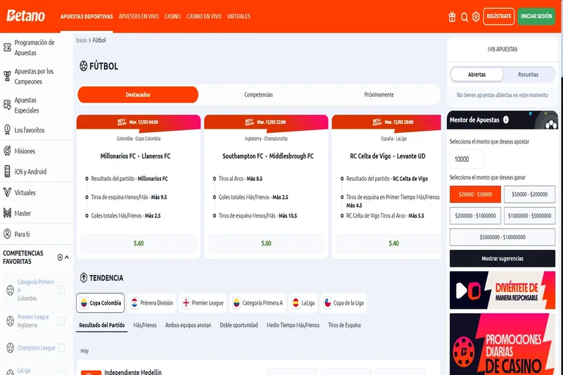 Betano casino deportes seccion de apuestas